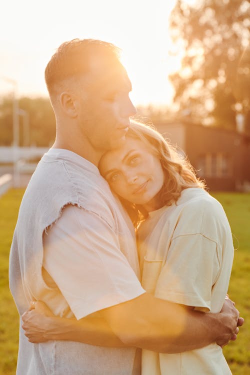 Close-Up Shot of a Couple Hugging each Other