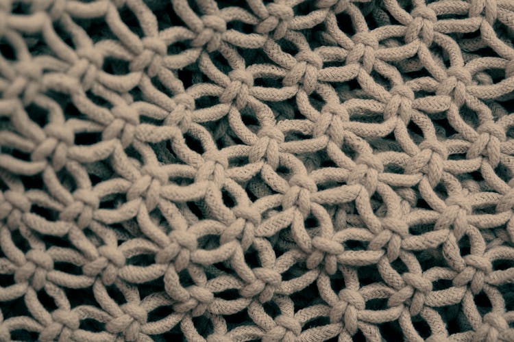 Close-up On Woven Threads Of Handbag