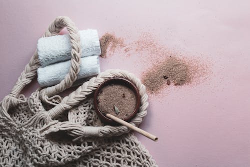 Still Life with Cosmetic Peeling and Towels