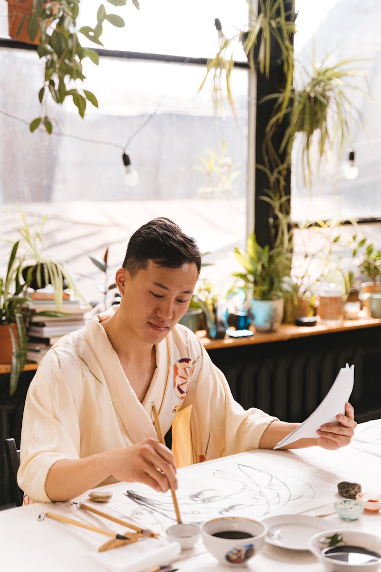 A Man In Yukata Painting 