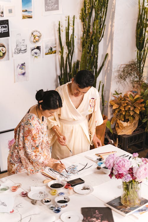 A Coupe Painting on a Table