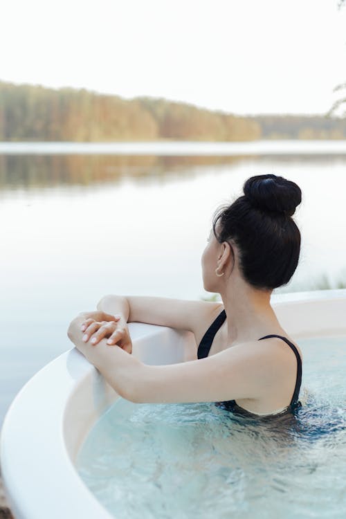 Free Person Relaxing in a Jacuzzi  Stock Photo