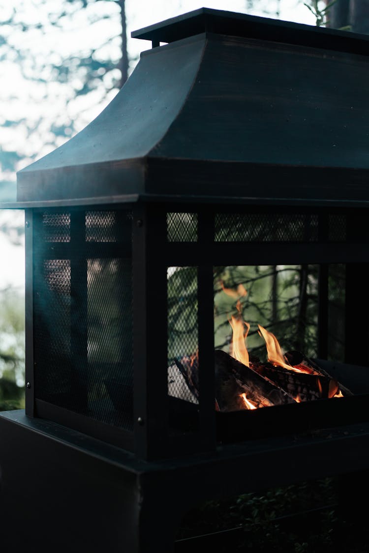 Burning Wood In A Fireplace