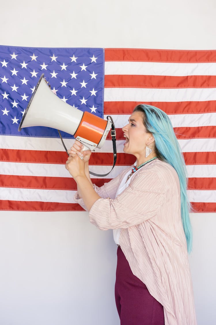 Woman Shouting On Megaphone