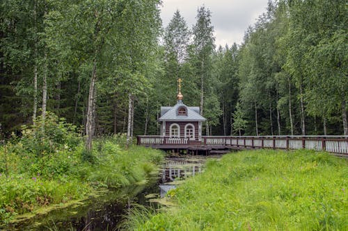 Chapel Over a River in a Forest 