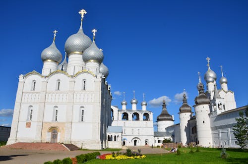 The Dormition Cathedral in Moscow, Russia Under Blue Sky