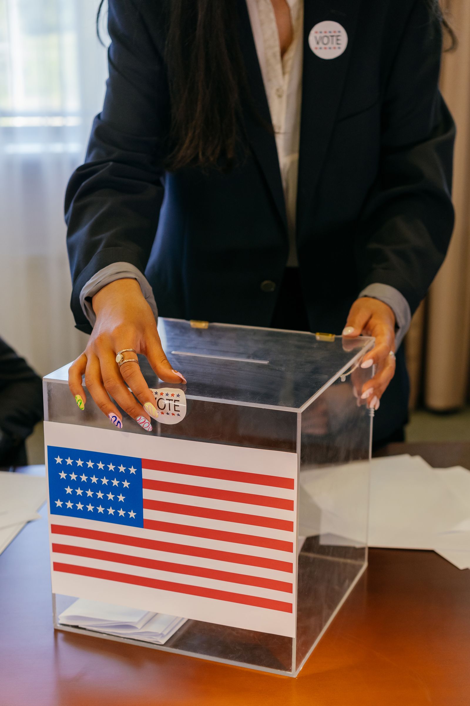 A ballot box on a wooden table