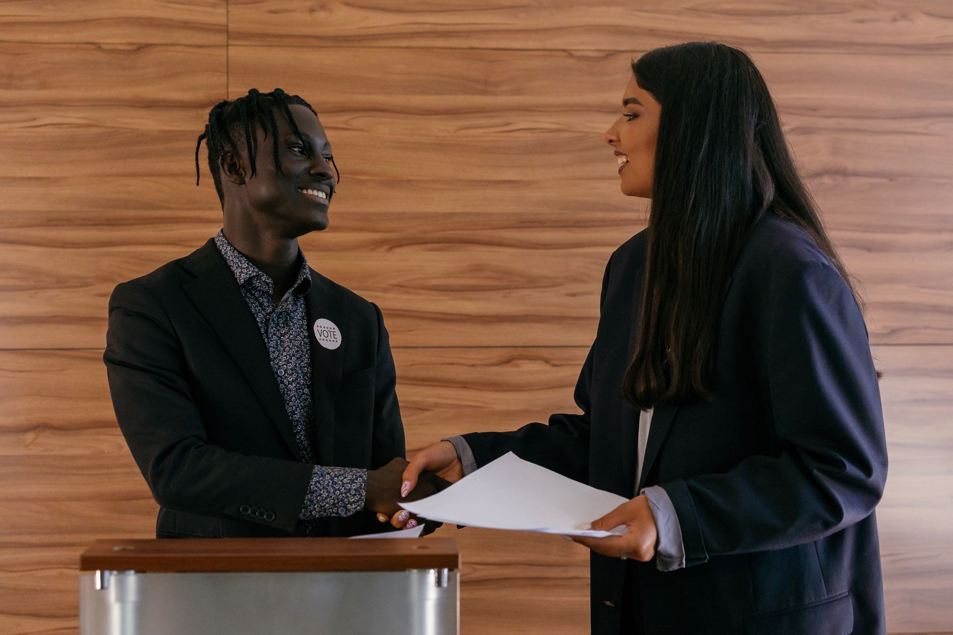 Political Canditates shaking each other's Hands