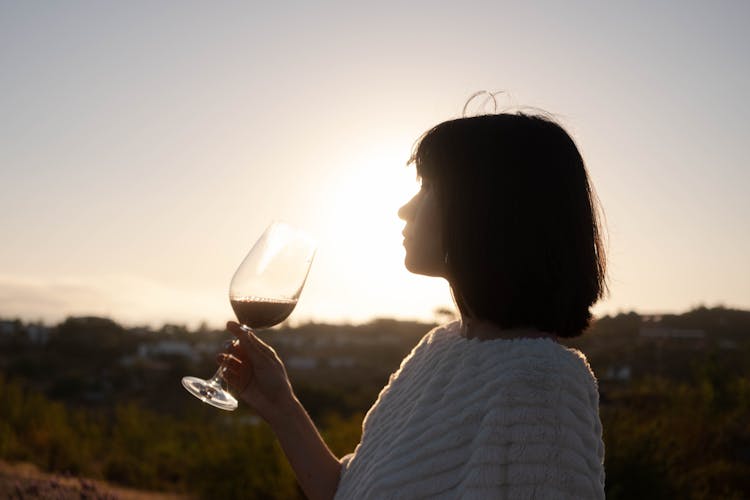 A Woman Drinking Red Wine