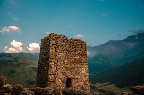 Free A Castle Ruins in the Mountain of North Ossetia in Russia Stock Photo