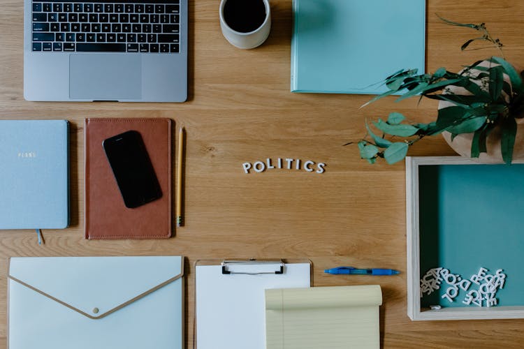 A Desk Filled With Office Items