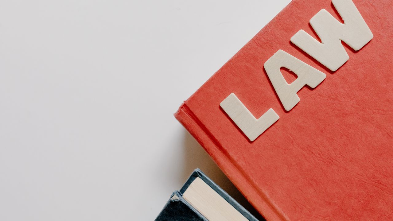 Law books arranged for legal studies