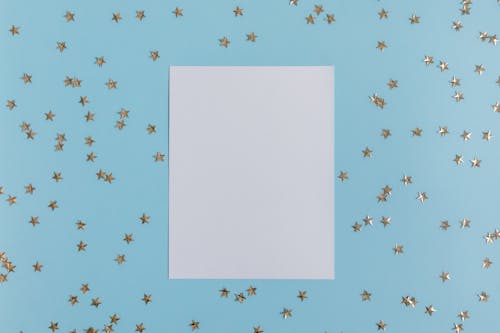 Blank white Paper on Blue Background