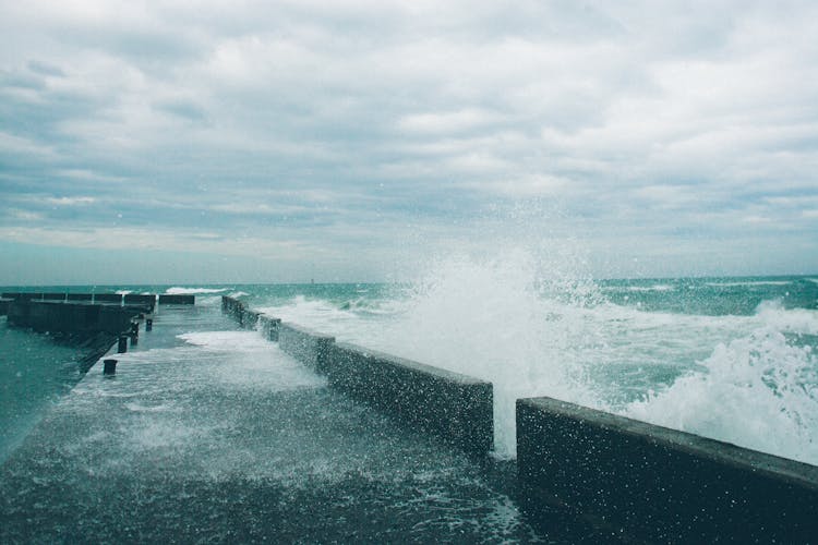 Water Crashing On The Coast Line