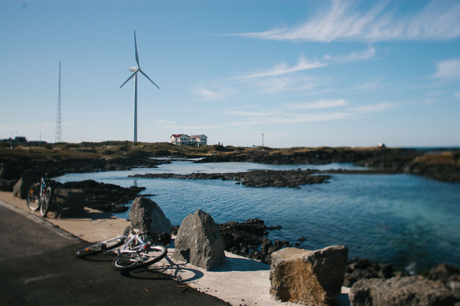 Lake and Wind Turbine behind