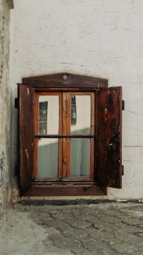 Brown Wooden Framed Glass Window