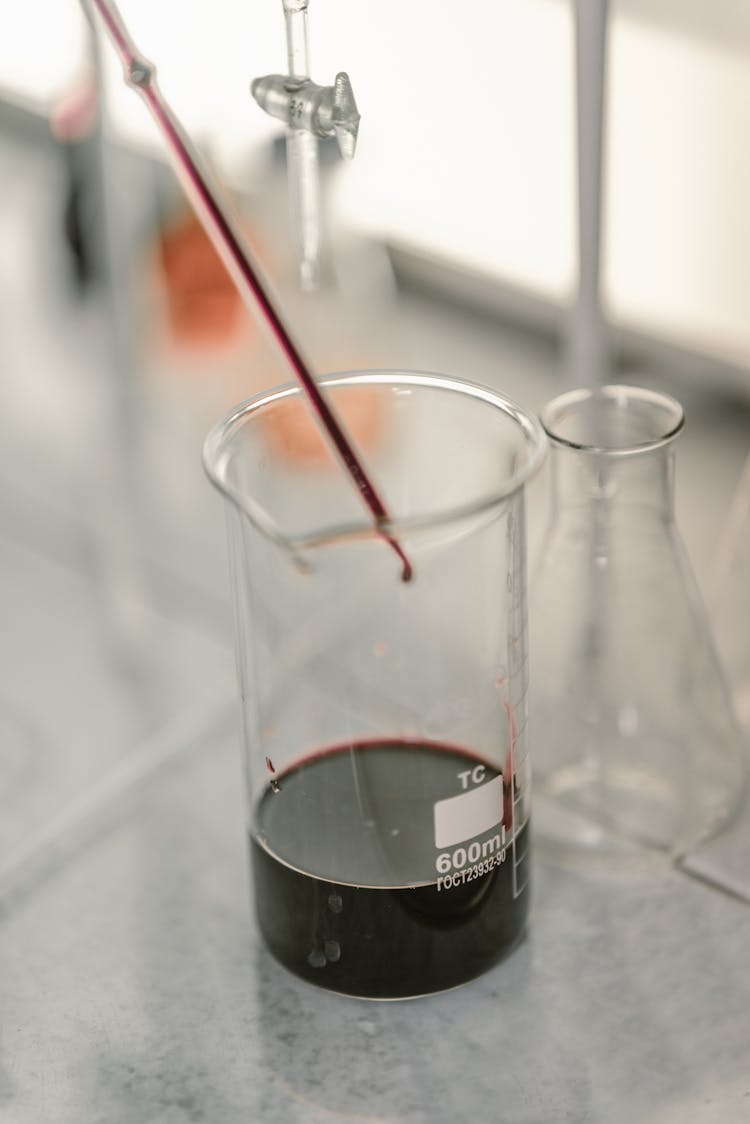 Red Liquid On A Beaker