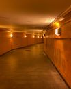 Underground Tunnel with Orange Lights