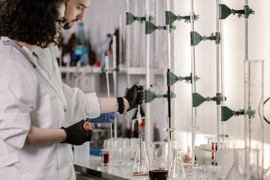 Professionals working together in a modern laboratory