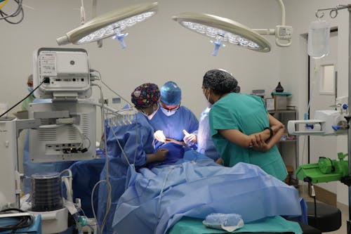 Doctor and Nurses Operating in a  Operating Room