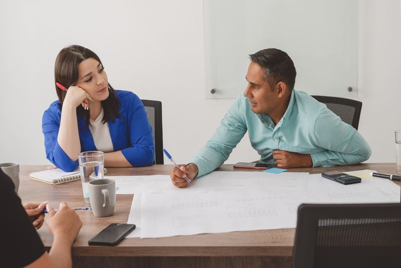 Business professionals engaging