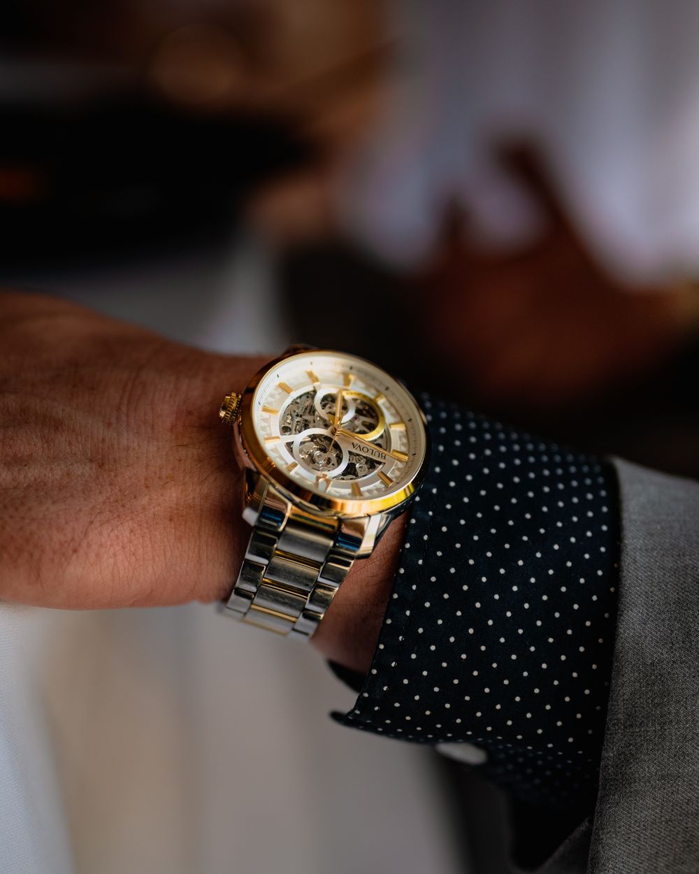 Ivory guilloche automatic watch