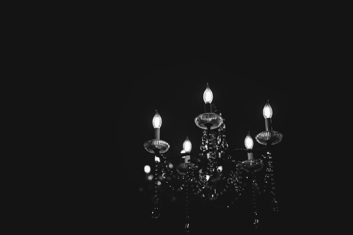 Black and White Photo of a Chandelier · Free Stock Photo