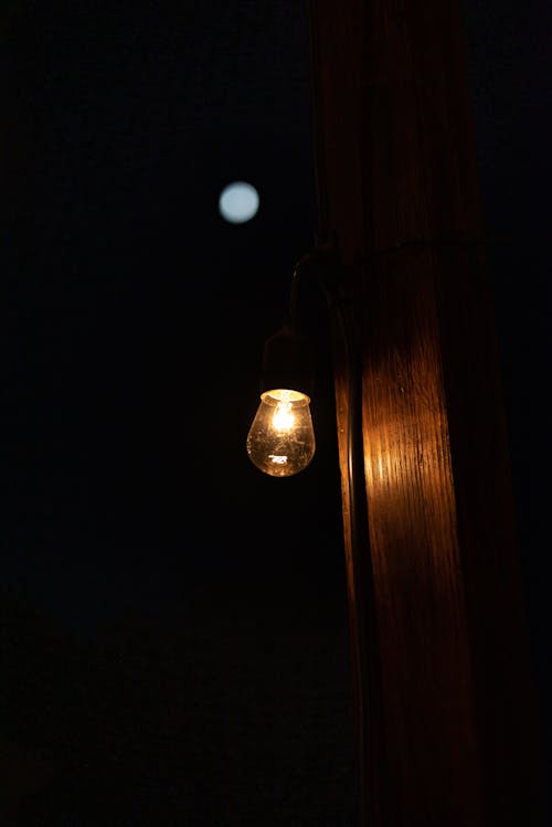 Free Light Bulb Turned on during Nighttime Stock Photo