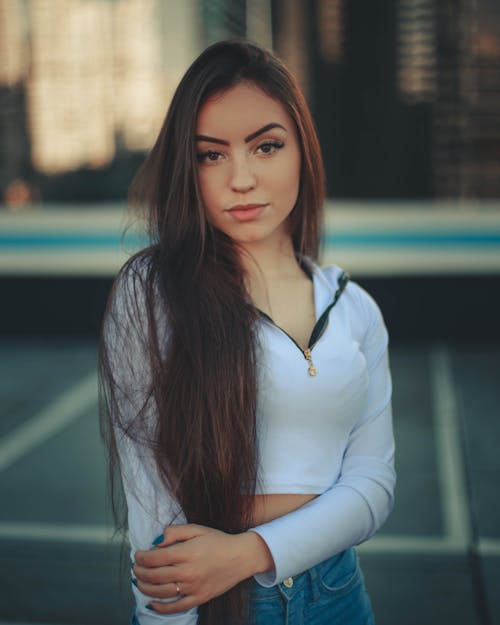 Beautiful Woman in White Crop Top