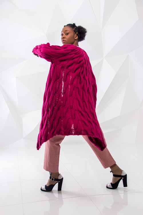 Free Woman Wearing Pink Knitted Coat Stock Photo