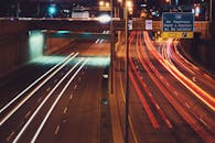 High Angle View of Expressway at Dusk