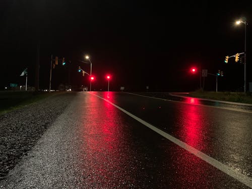 Free stock photo of asphalt road, at night, damp