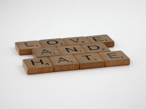 Brown Wooden Scrabble Tiles in Close Up Shot