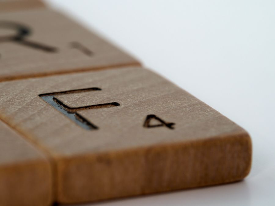 Scrabble board in play
