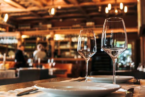 Glasses on a Dining Table