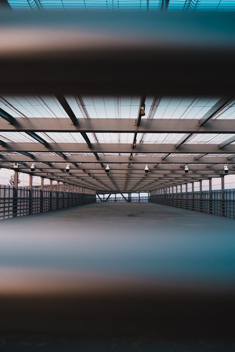 Construction Beams Of An Empty Parking Lot