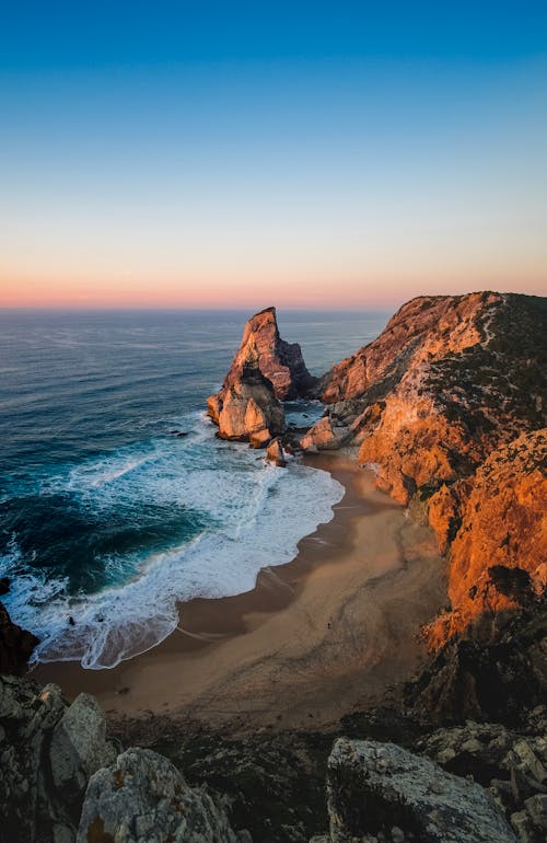 Clear Sky over Beach and Sea Shore