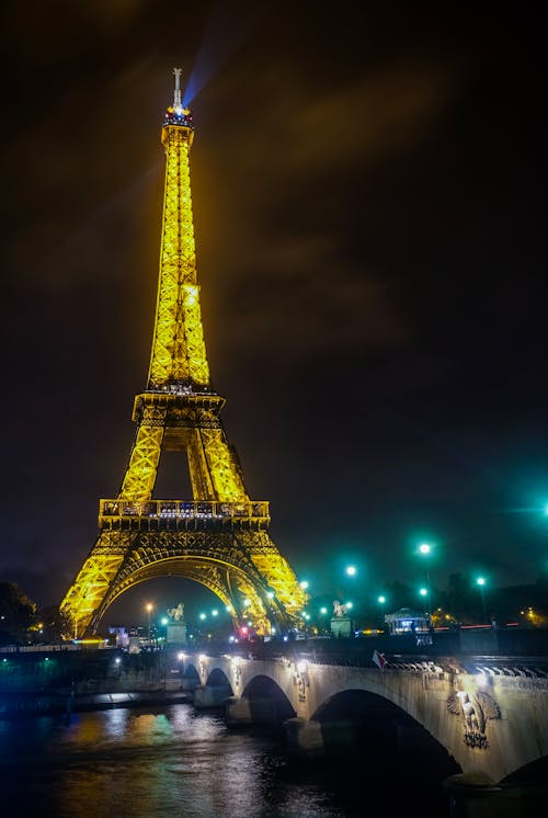 Illuminated Eiffel Tower at Night