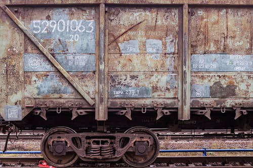 Old and Rusty Cargo Train Carriage 