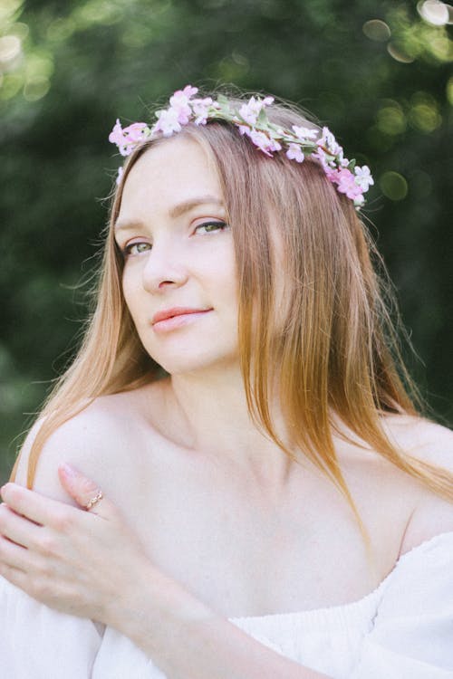 A Beautiful Woman Wearing a Flower Crown