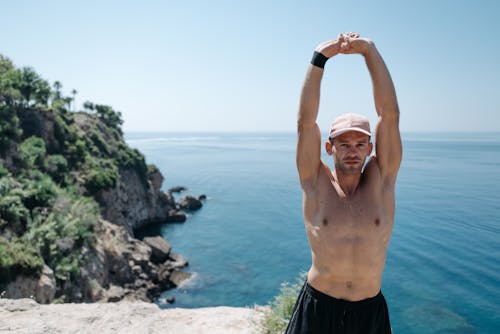 Shirtless Man Doing Stretching