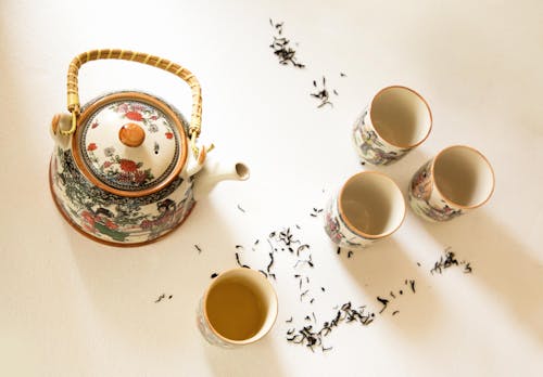 オーバーヘッドショット, お茶, ティーポットの無料の写真素材