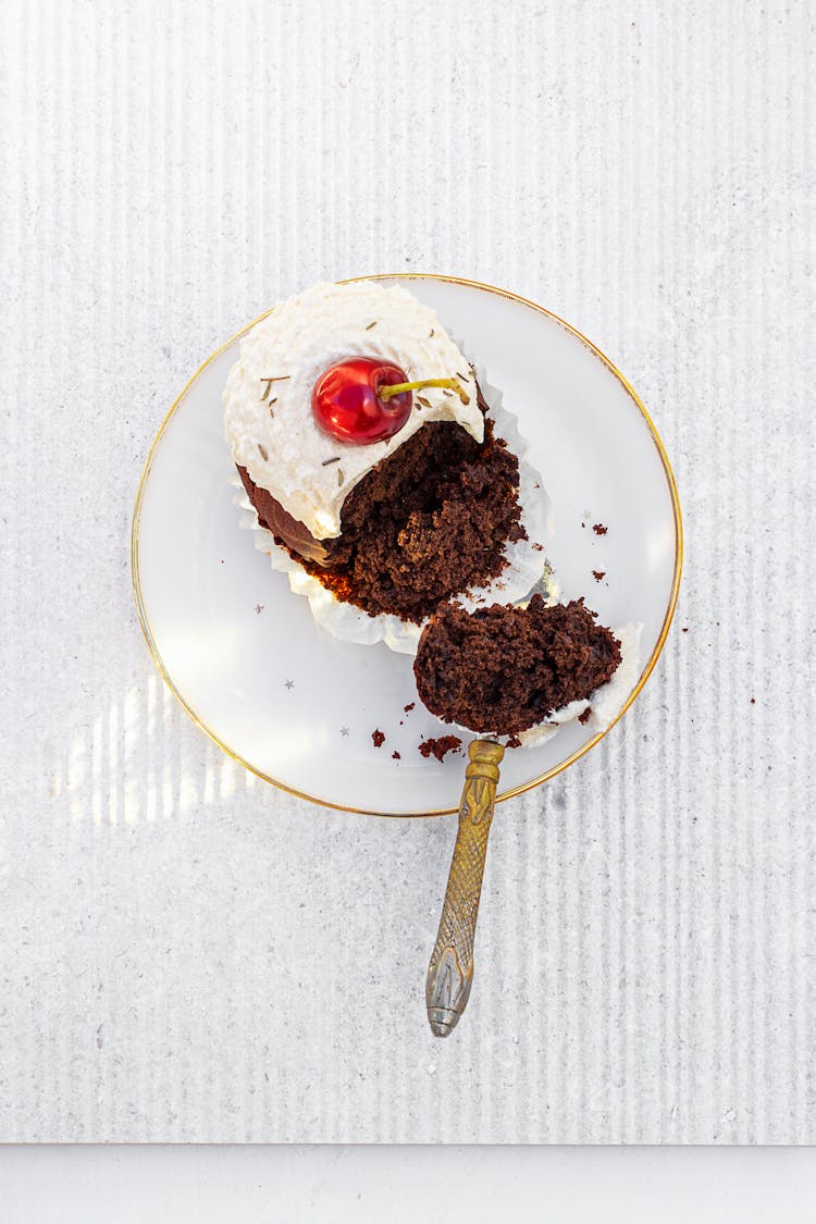 Chocolate Cake On White Ceramic Plate