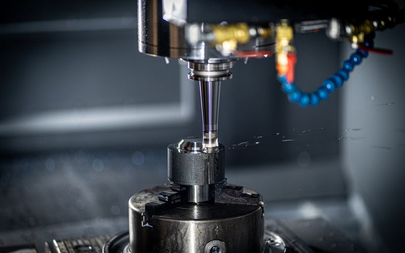 CNC machine cutting a tooling component