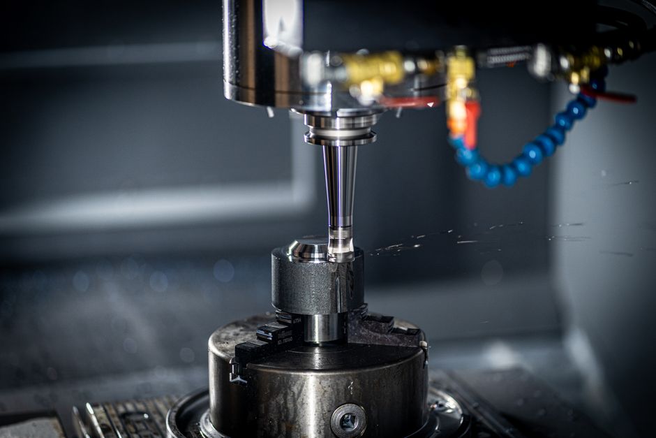 A crown milling from a solid ceramic block in the in-office mill
