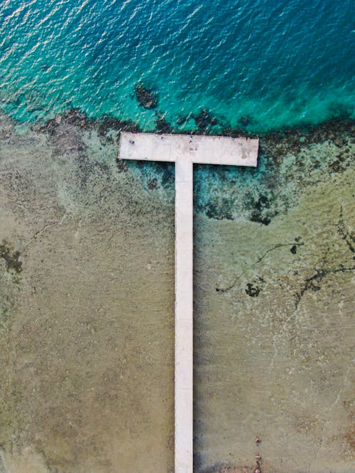 Aerial Photography of Concrete Dock near Ocean