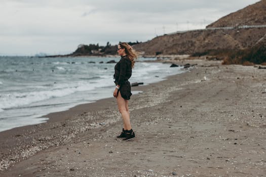 Woman Standing on Seashore