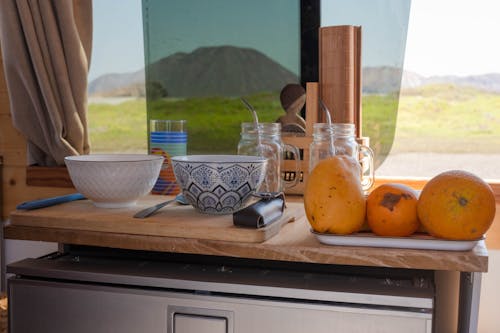 Fruits, Bowls and Jars on Kitchen Table