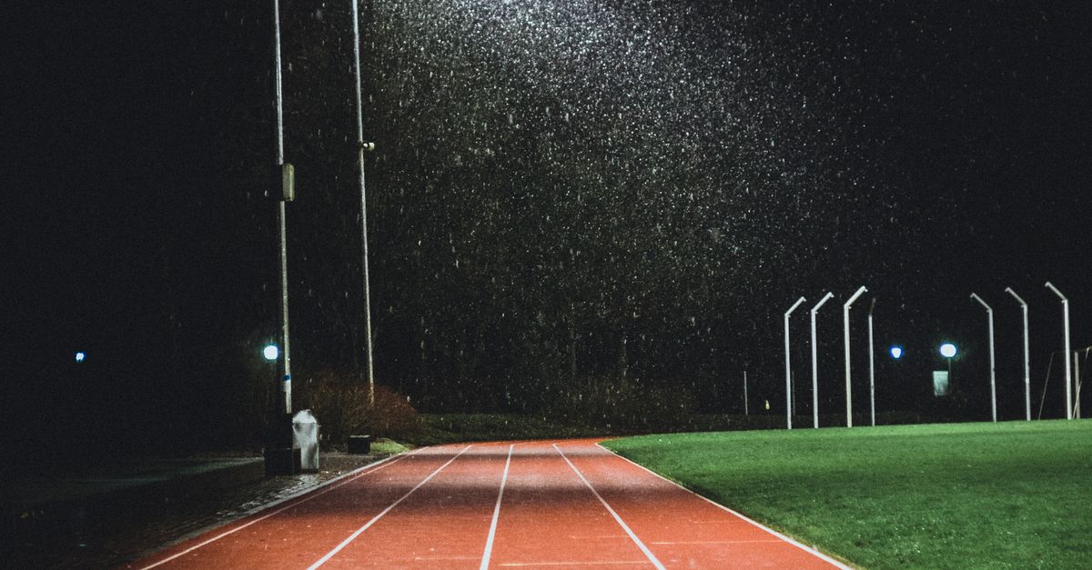 An Empty Track and Field during Nighttime ยท Free Stock Photo