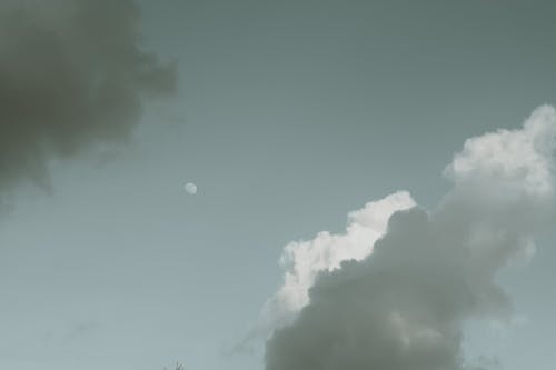Vague View of the Moon on a Cloudy Sky